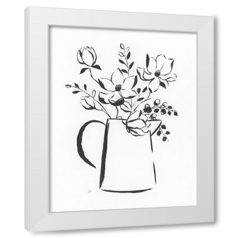 Sketchy Bouquet I White Modern Wood Framed Art Print by Nan