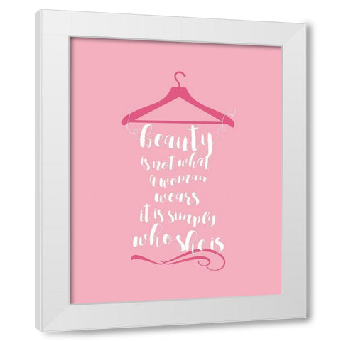 Beauty in Pink White Modern Wood Framed Art Print by Designs, CAD