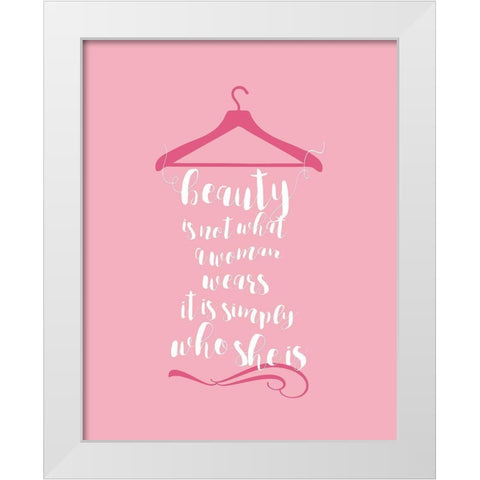 Beauty in Pink White Modern Wood Framed Art Print by Designs, CAD