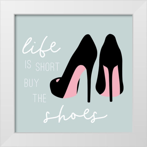 Buy the Shoes in Teal White Modern Wood Framed Art Print by Carpentieri, Natalie