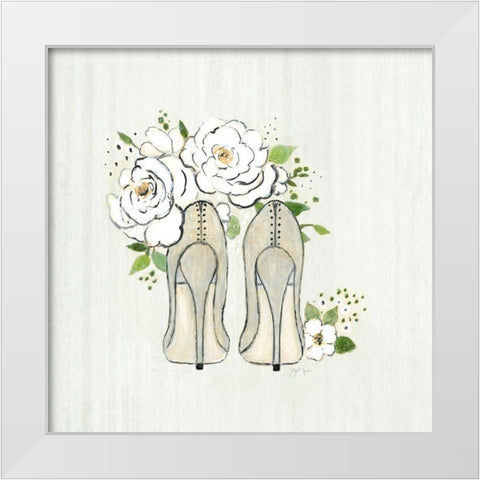 Fashion Floral Heels II White Modern Wood Framed Art Print by Tava Studios
