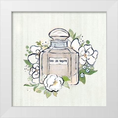 Fashion Floral Eau de Toilette White Modern Wood Framed Art Print by Tava Studios