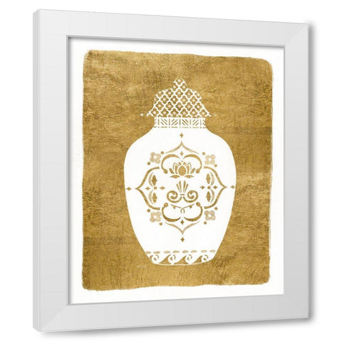 Golden Urn I White Modern Wood Framed Art Print by Tava Studios