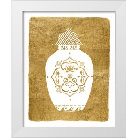 Golden Urn I White Modern Wood Framed Art Print by Tava Studios
