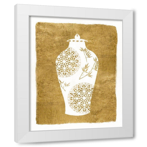 Golden Urn II White Modern Wood Framed Art Print by Tava Studios