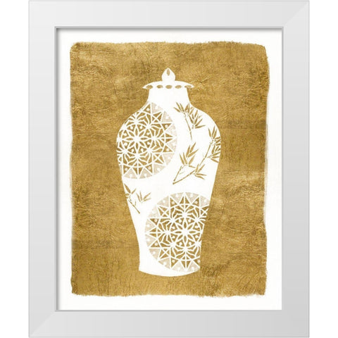 Golden Urn II White Modern Wood Framed Art Print by Tava Studios