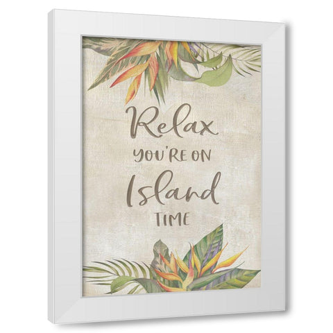 Youre On Island Time White Modern Wood Framed Art Print by CAD Designs