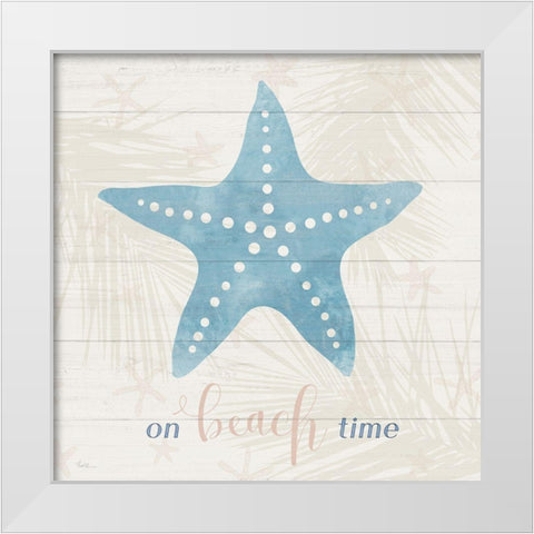 On Beach Time White Modern Wood Framed Art Print by Carpentieri, Natalie