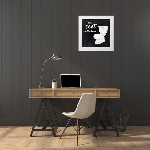 Best Seat in the House White Modern Wood Framed Art Print by CAD Designs