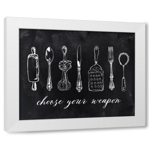 Choose Your Weapon White Modern Wood Framed Art Print by Robinson, Carol