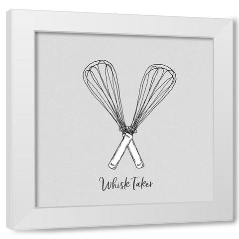 Whisk Taker White Modern Wood Framed Art Print by CAD Designs