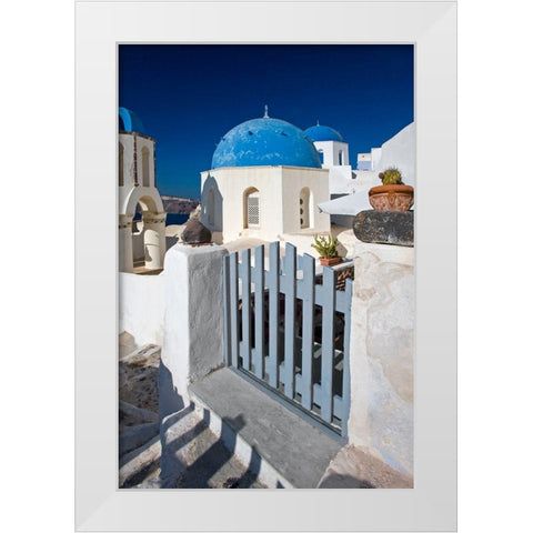 Santorini Sidewalk White Modern Wood Framed Art Print by Delimont, Danita