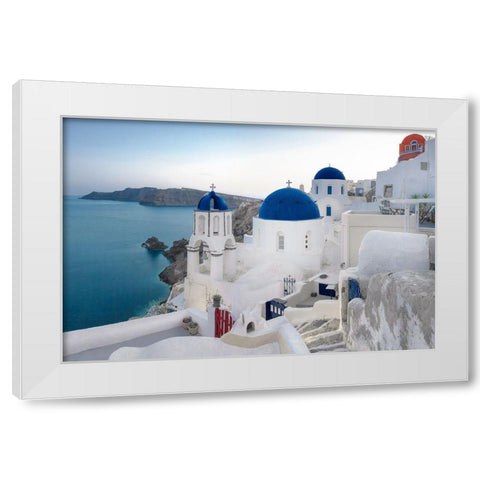 Santorini Sunrise White Modern Wood Framed Art Print by Delimont, Danita