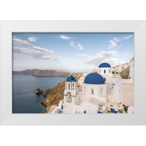 Santorini View White Modern Wood Framed Art Print by Delimont, Danita