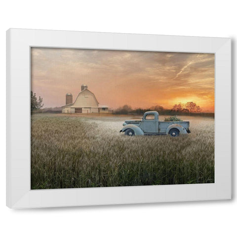 Evening Farm White Modern Wood Framed Art Print by Nan