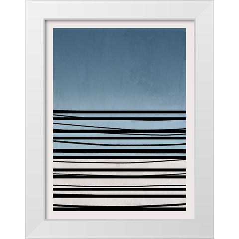 Abstract Azul II White Modern Wood Framed Art Print by Santiago, Daniela