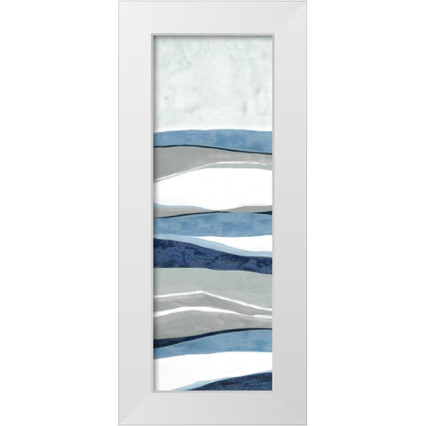 Blue Panorama I White Modern Wood Framed Art Print by Tava Studios