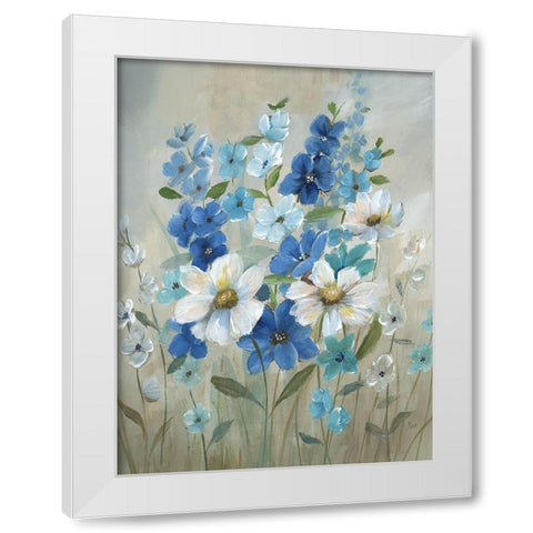 Blue Garden II White Modern Wood Framed Art Print by Nan