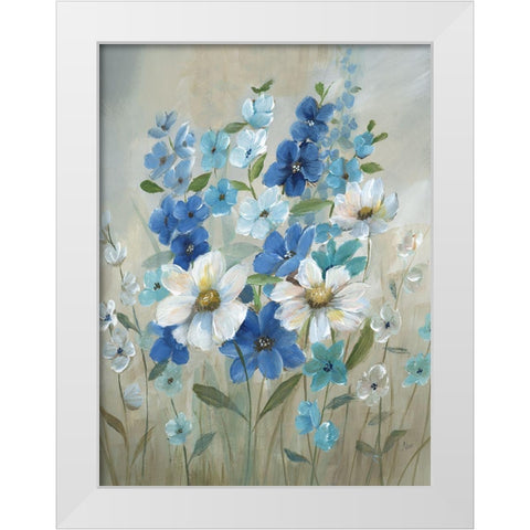 Blue Garden II White Modern Wood Framed Art Print by Nan