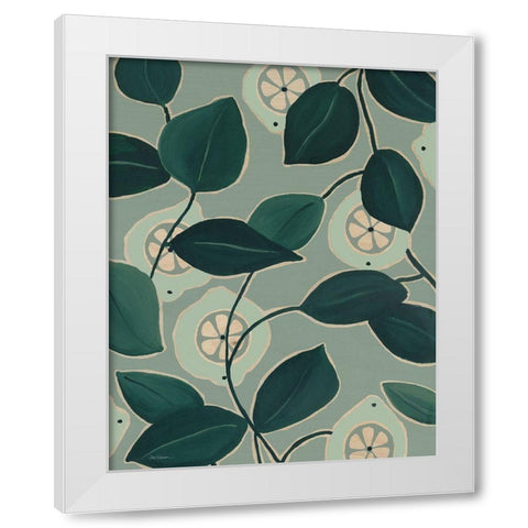 Monochrome Limes White Modern Wood Framed Art Print by Robinson, Carol