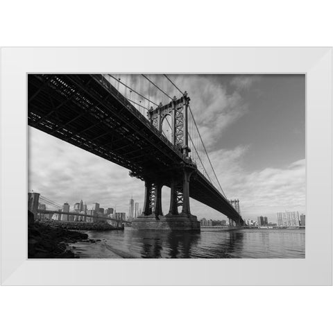 Manhattan Bridge White Modern Wood Framed Art Print by Delimont, Danita