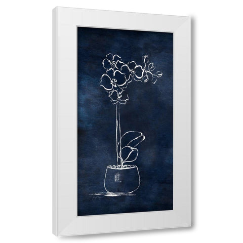 Indigo Orchid I White Modern Wood Framed Art Print by Tava Studios