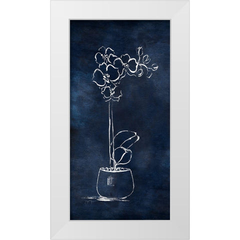 Indigo Orchid I White Modern Wood Framed Art Print by Tava Studios