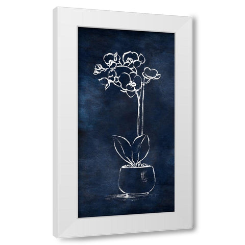 Indigo Orchid II White Modern Wood Framed Art Print by Tava Studios