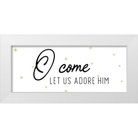 O Come White Modern Wood Framed Art Print by CAD Designs