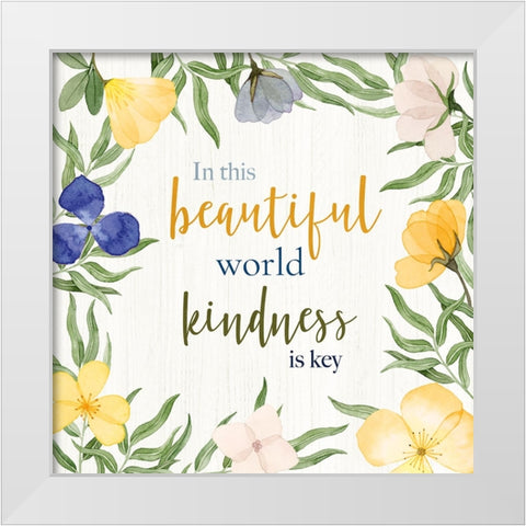 Kindness is Key White Modern Wood Framed Art Print by Gunn, Kourtni
