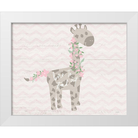 Floral Giraffe White Modern Wood Framed Art Print by Carpentieri, Natalie