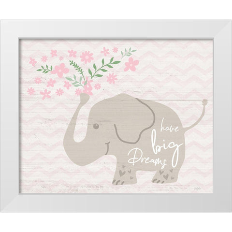 Floral Elephant White Modern Wood Framed Art Print by Carpentieri, Natalie