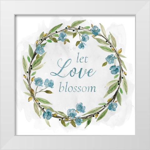 Love Blossom Wreath White Modern Wood Framed Art Print by Robinson, Carol