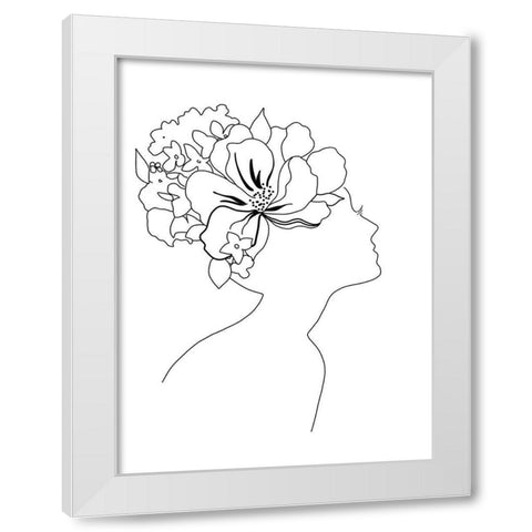 Fashion Floral Sketch I White Modern Wood Framed Art Print by Tava Studios