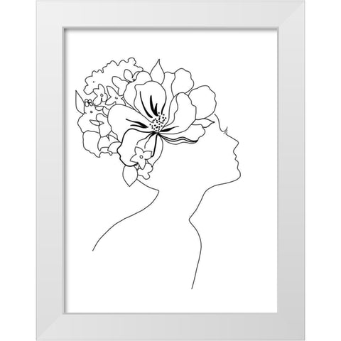 Fashion Floral Sketch I White Modern Wood Framed Art Print by Tava Studios