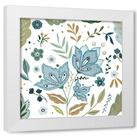 Fantasy Folk Flowers I White Modern Wood Framed Art Print by Tava Studios