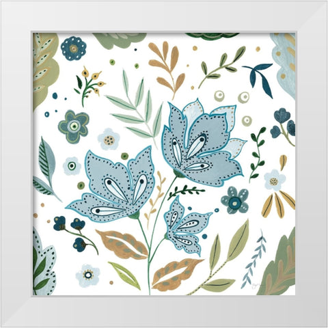 Fantasy Folk Flowers I White Modern Wood Framed Art Print by Tava Studios