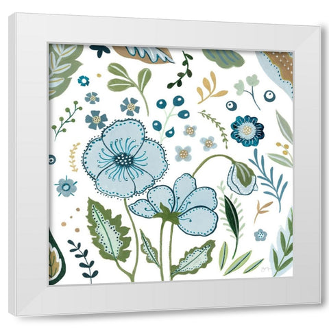 Fantasy Folk Flowers II White Modern Wood Framed Art Print by Tava Studios