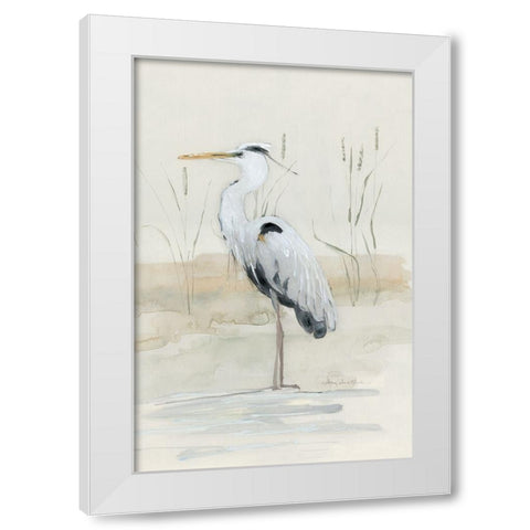 Heron II White Modern Wood Framed Art Print by Swatland, Sally