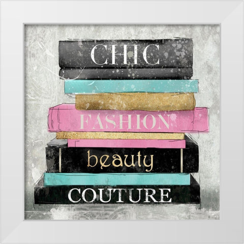 Fashion Books I White Modern Wood Framed Art Print by Robinson, Carol