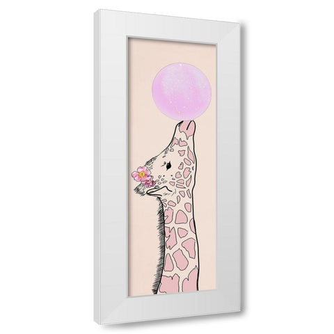Bubblegum Giraffe I White Modern Wood Framed Art Print by Santiago, Daniela