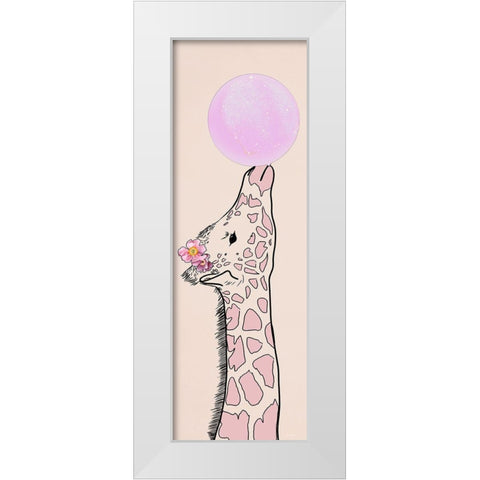 Bubblegum Giraffe I White Modern Wood Framed Art Print by Santiago, Daniela