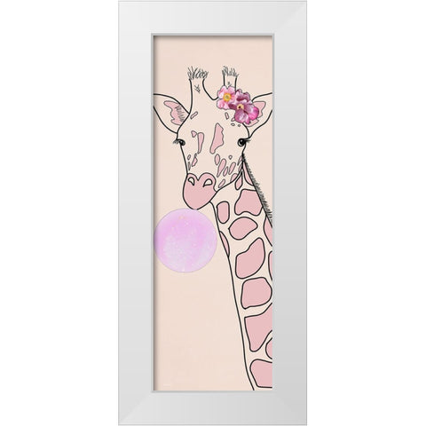 Bubblegum Giraffe II White Modern Wood Framed Art Print by Santiago, Daniela