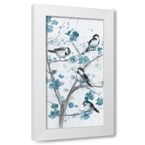Blue Chickadees I White Modern Wood Framed Art Print by Nan