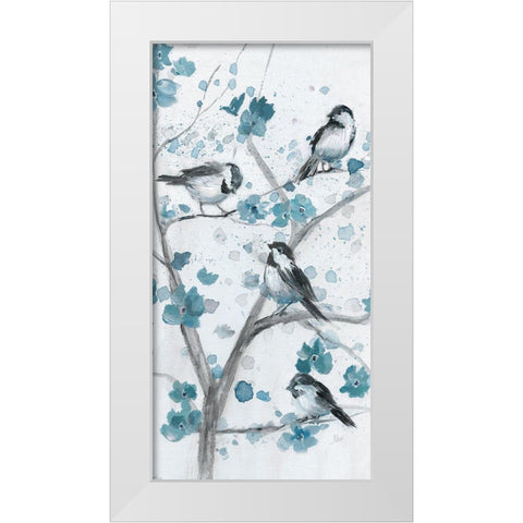 Blue Chickadees I White Modern Wood Framed Art Print by Nan