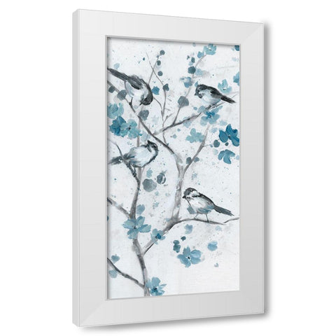 Blue Chickadees II White Modern Wood Framed Art Print by Nan