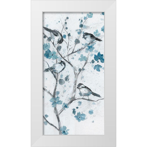 Blue Chickadees II White Modern Wood Framed Art Print by Nan