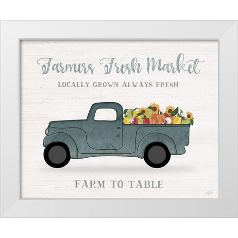 Fresh Sunflowers Truck White Modern Wood Framed Art Print by Carpentieri, Natalie