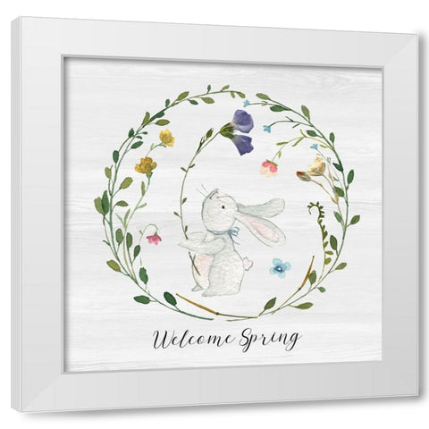 Bunny Wreath I White Modern Wood Framed Art Print by Finn, Livi
