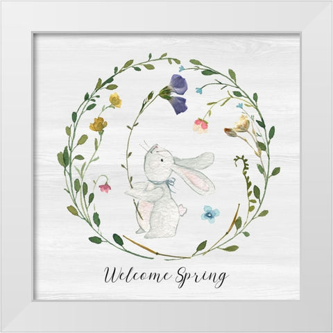 Bunny Wreath I White Modern Wood Framed Art Print by Finn, Livi